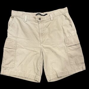 Natica W36 khaki relaxed fit double button and zip buttoned pocket cargo shorts